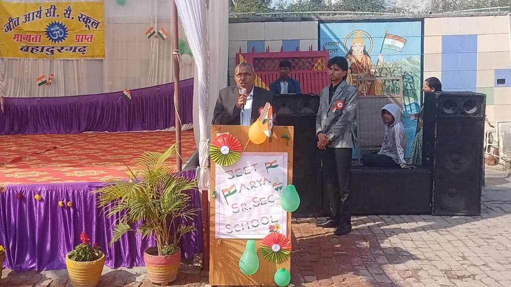 School Event - Principal addressing the gathering
